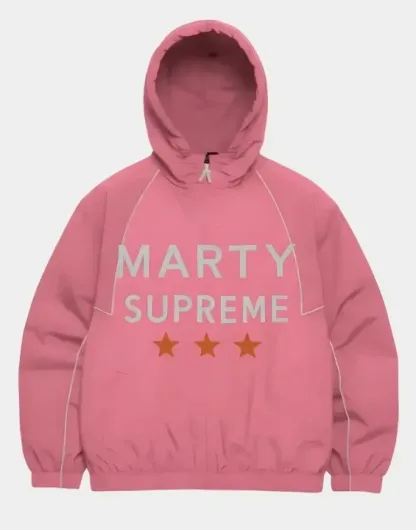 Marty Inspired Hooded Pink Color Bomber Style Jacket Parashot Hoodie