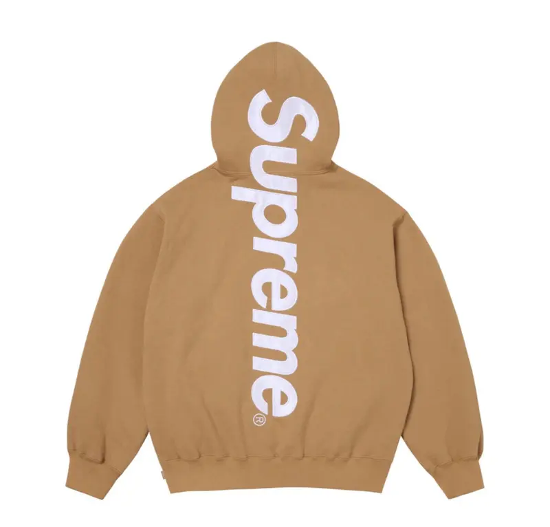 Supreme Satin Applique Hooded Sweatshirt FW25 Tan Beige