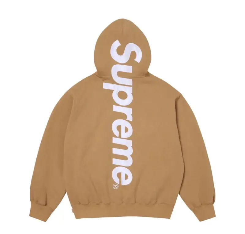 Supreme Satin Applique Hooded Sweatshirt FW25 Tan Beige