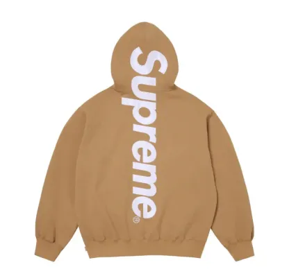 Supreme Satin Applique Hooded Sweatshirt FW25 Tan Beige