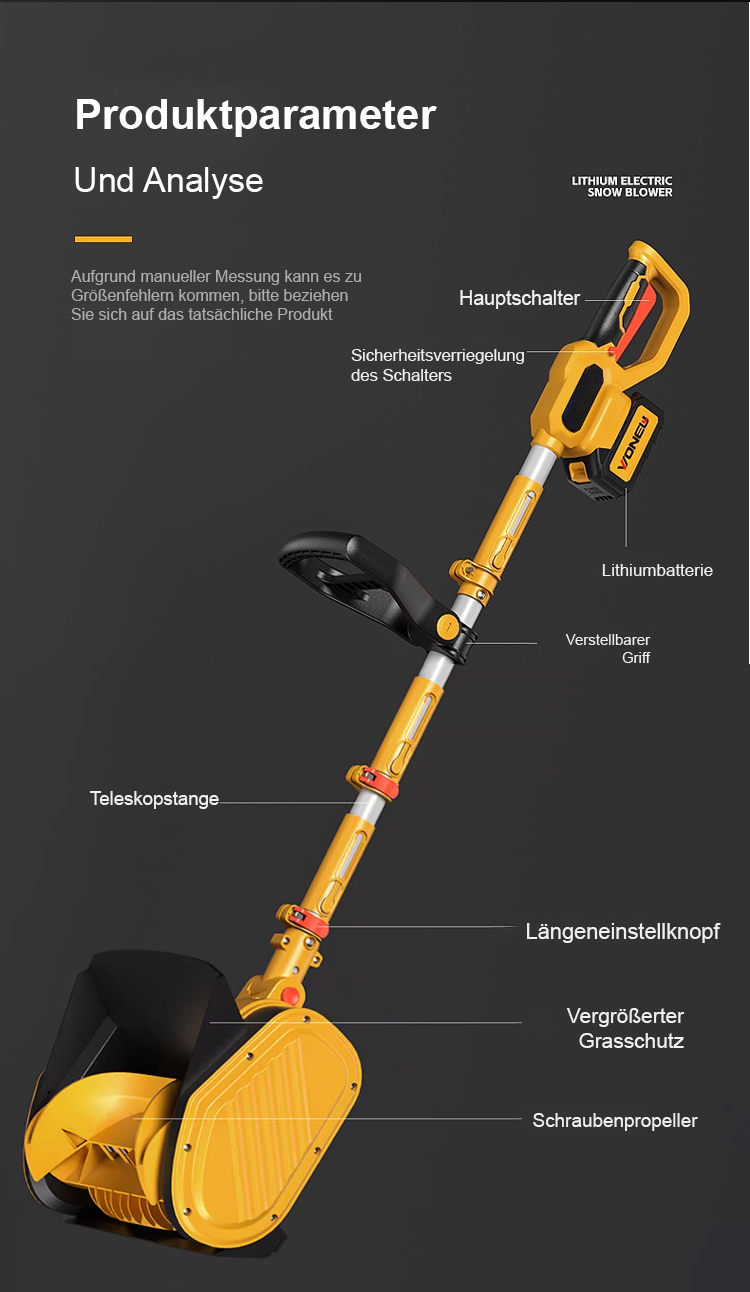 Faltbare, tragbare Schneefräse für den Hausgebrauch – in nur 1 Minute 300 m² Schnee räumen, selbst 30 cm hohe Schneeschichten sind kein Problem