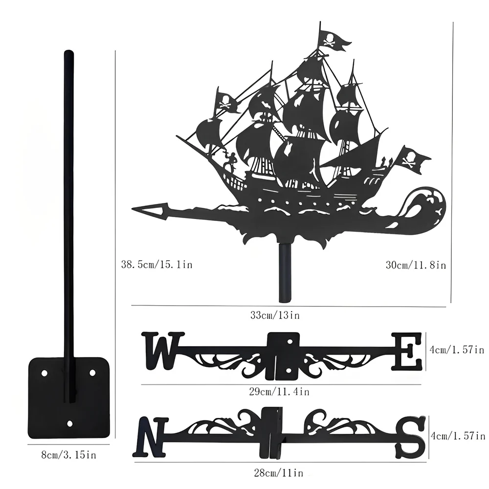 Pirate Ship Stainless Steel Weathervane