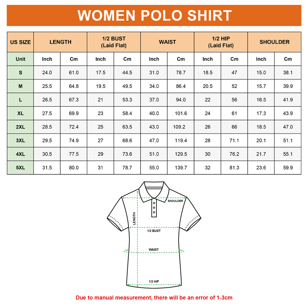 Women Polo Shirt Size Chart – Amzanimalsgift