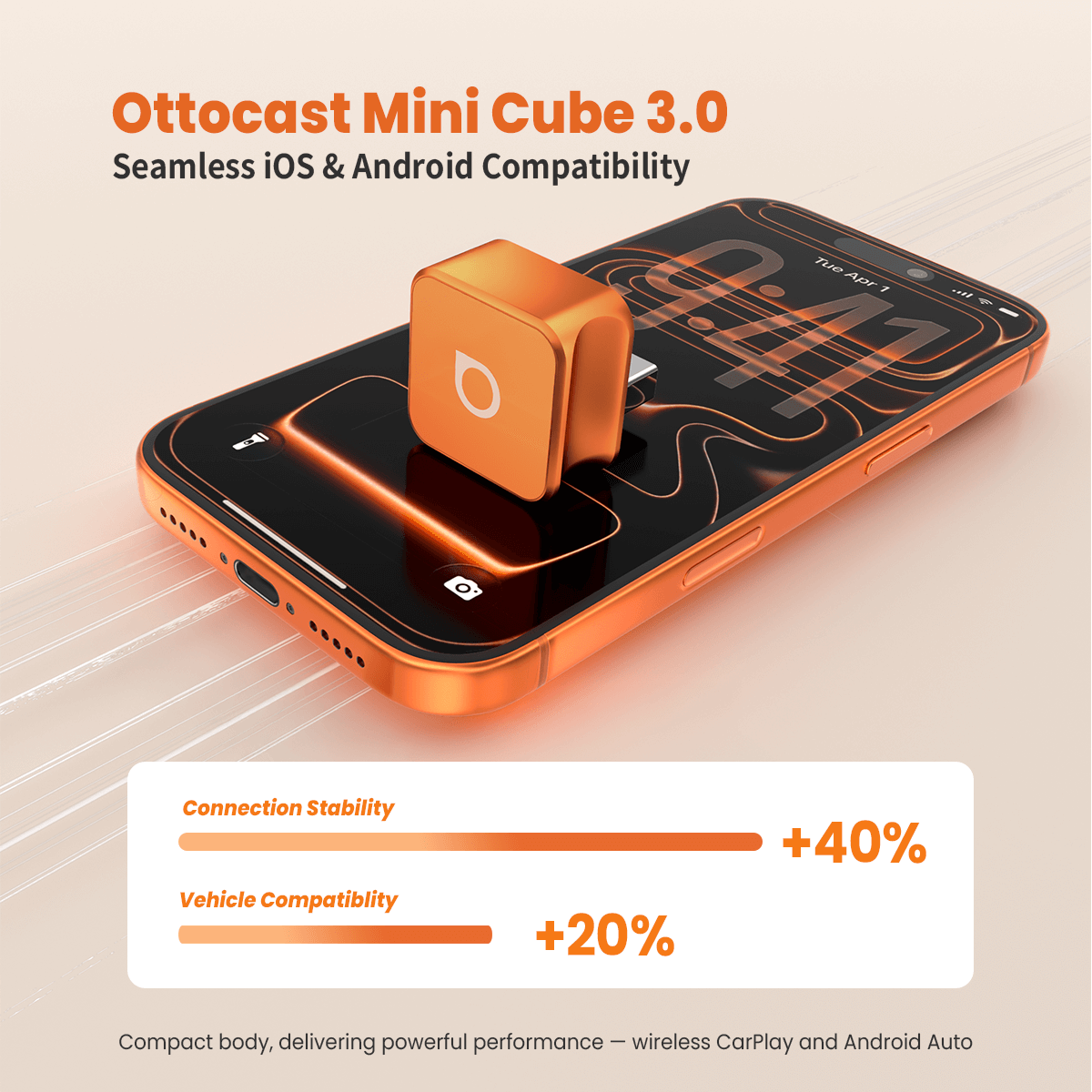 Ottocast Mini Cube 3.0 wireless CarPlay Android Auto Adapter