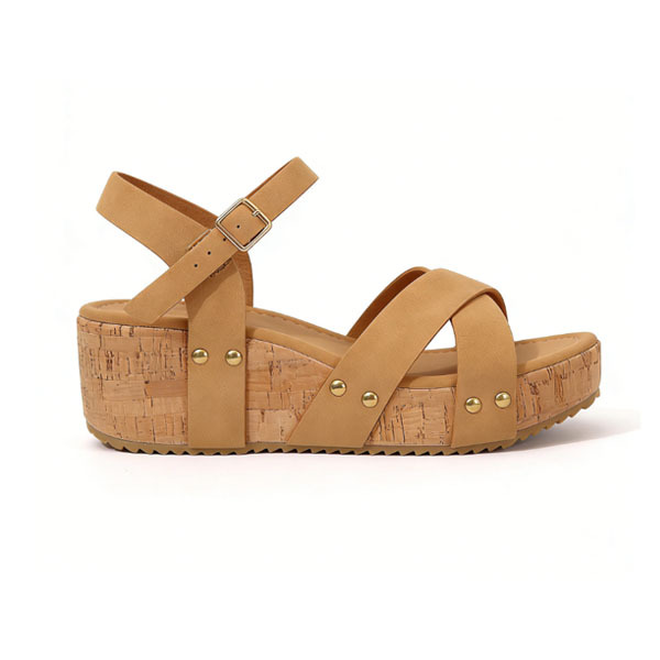 😍Last Day 70% OFF😍-Women's Retro Leather Buckle Wedge Heel Sandals