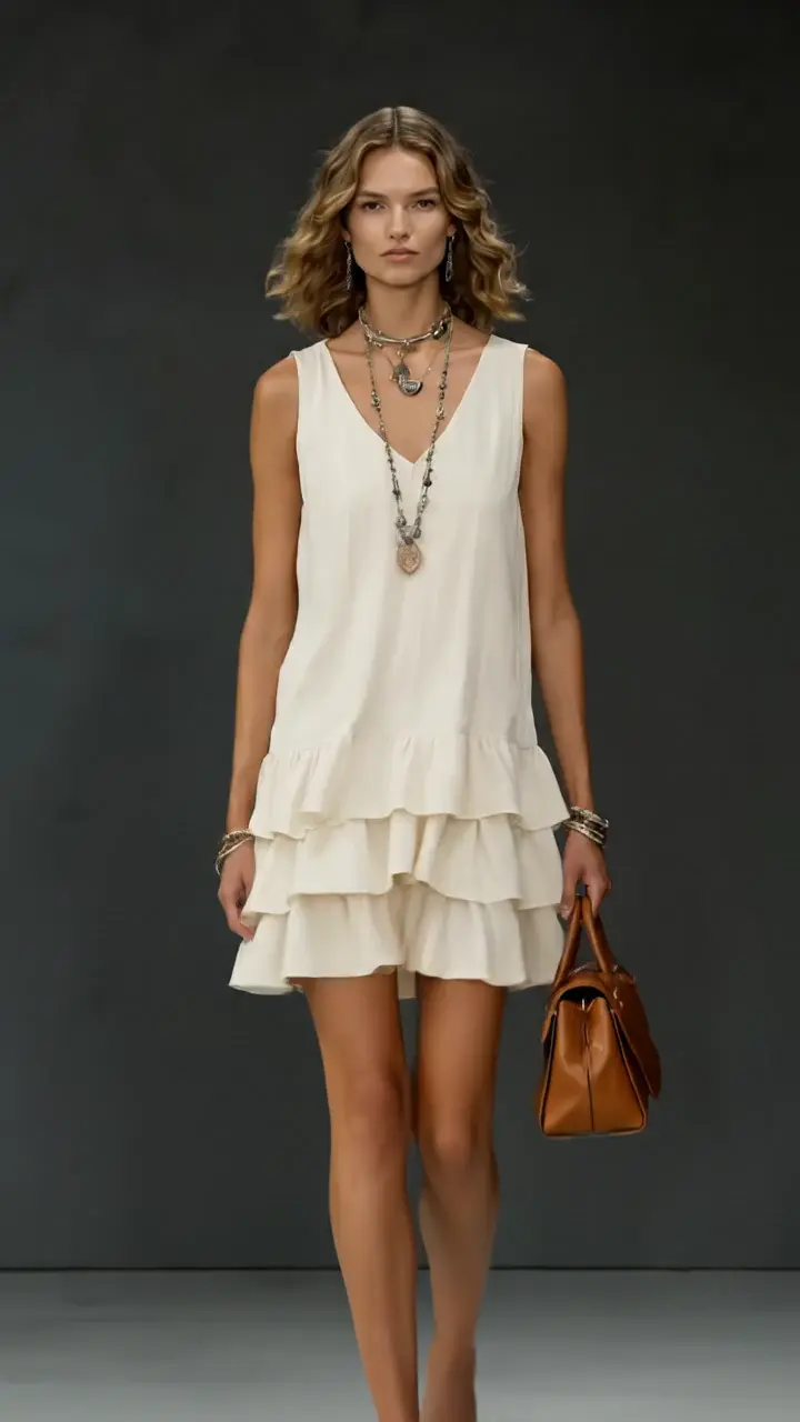 Women's Cotton And Linen Loose-fitting Solid Color Vest Dress
