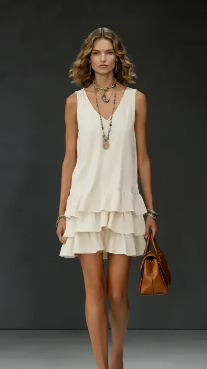 Women's Cotton And Linen Loose-fitting Solid Color Vest Dress