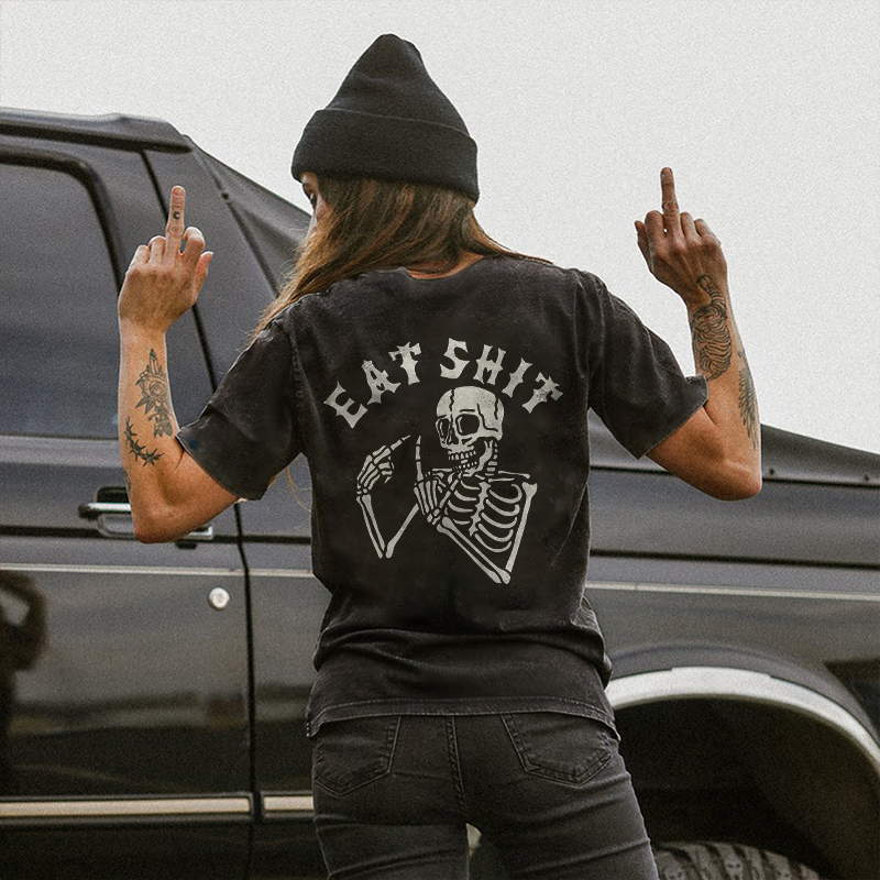 Eat Shit Printed Skeleton T-shirt