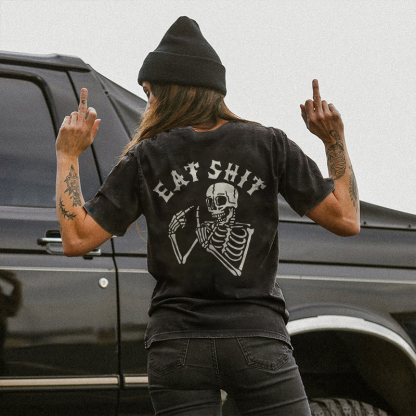 Eat Shit Printed Skeleton T-shirt