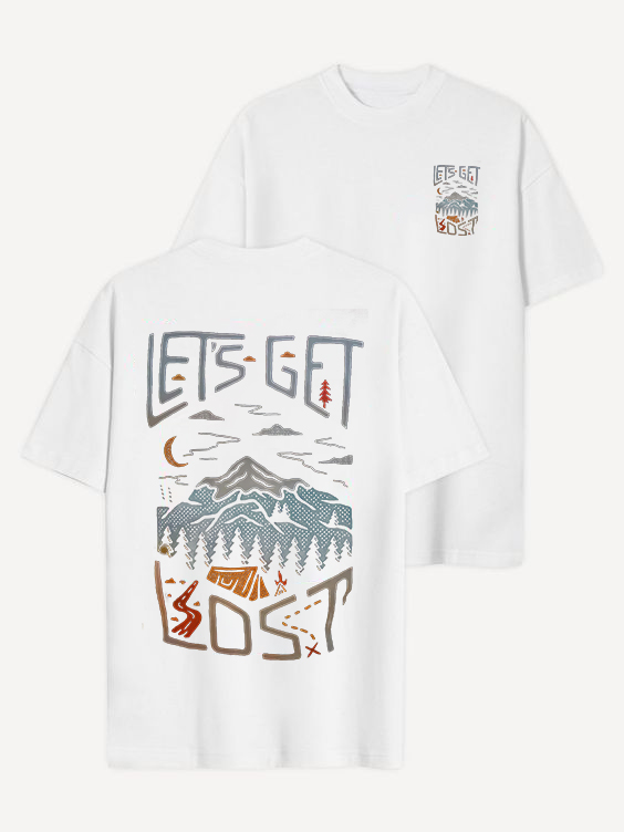 Let's Get Lost Printed Natural Landscape T-shirt