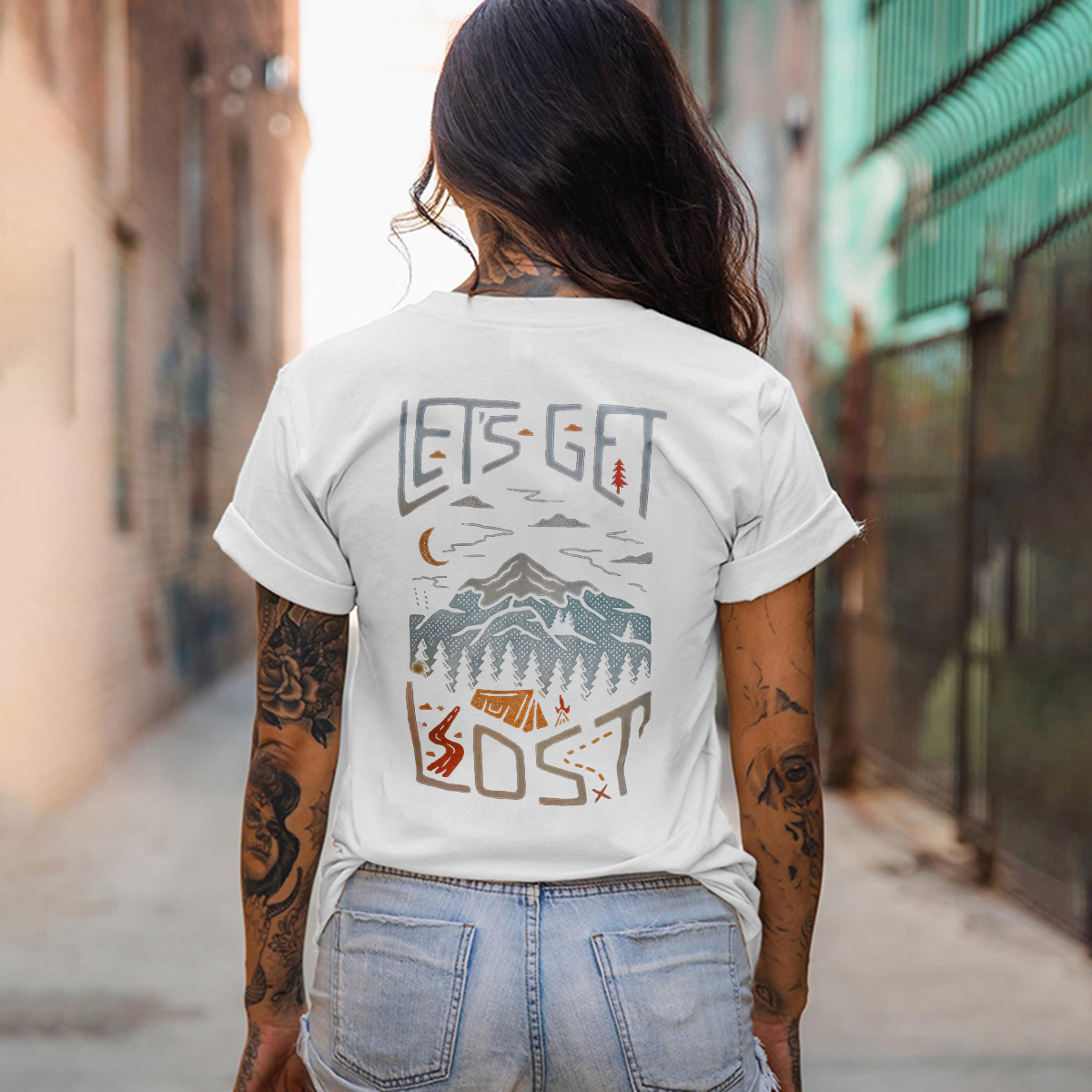 Let's Get Lost Printed Natural Landscape T-shirt