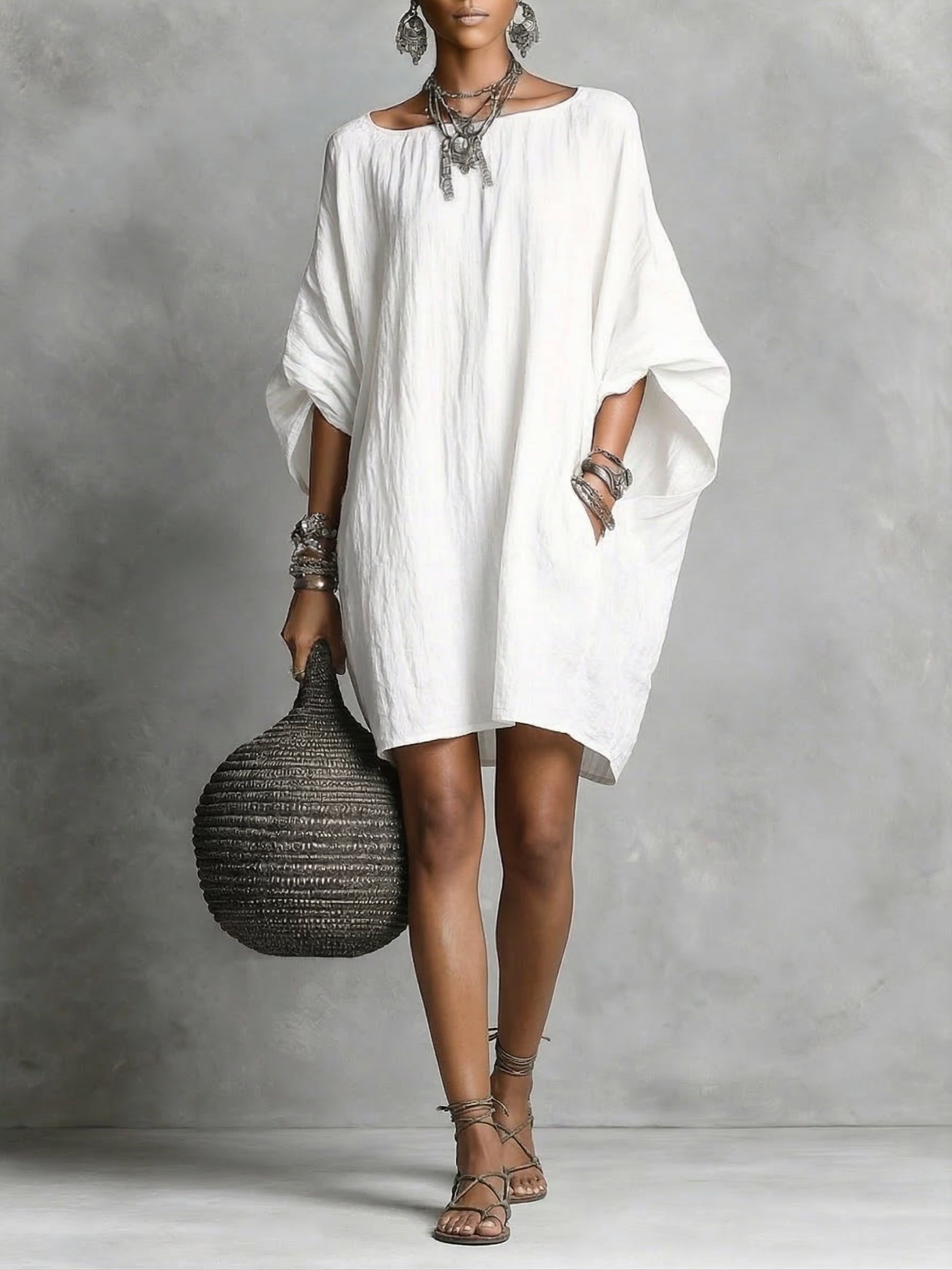 Women's casual cotton and linen dress