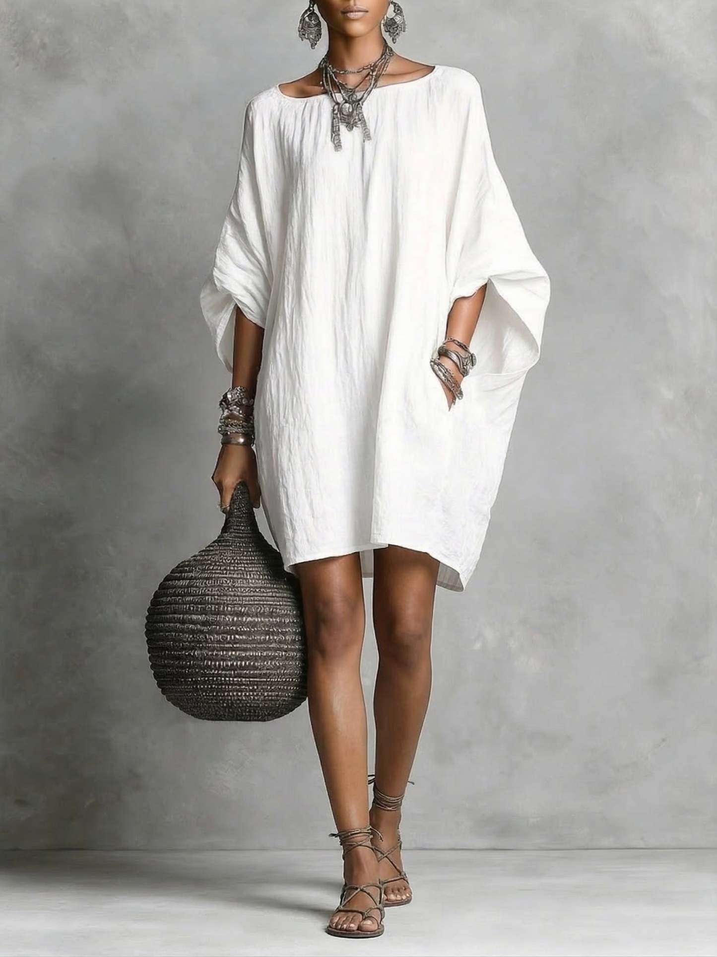 Women's casual cotton and linen dress