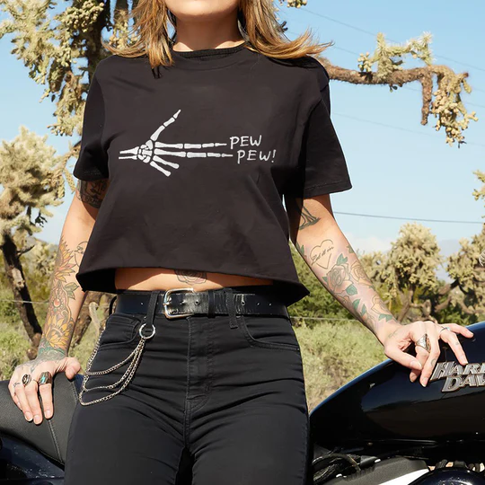 Pew Pew Skeleton Hand T-shirt