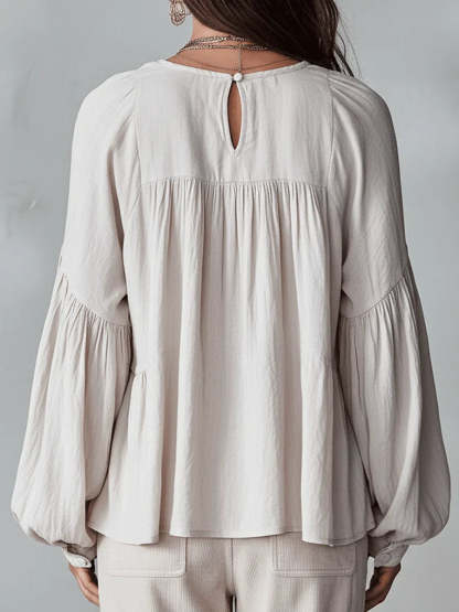 Women's Solid Color Retro Ruffled Casual Cotton Linen Shirt(Buy 2 Free Shipping)