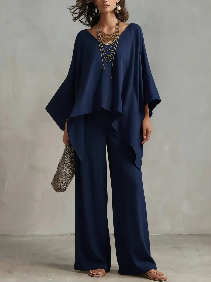 Cotton And Linen Two-piece Set With A Relaxed Vacation Style