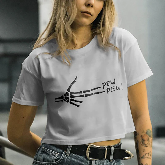 Pew Pew Skeleton Hand T-shirt