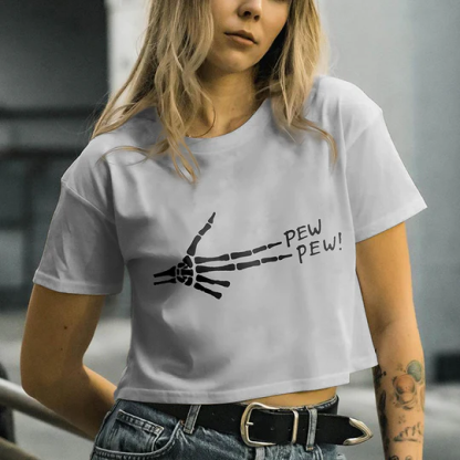 Pew Pew Skeleton Hand T-shirt