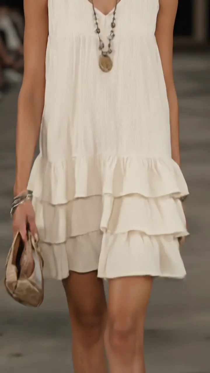 Women's Cotton And Linen Loose-fitting Solid Color Vest Dress