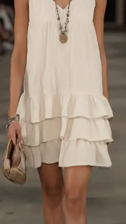 Women's Cotton And Linen Loose-fitting Solid Color Vest Dress