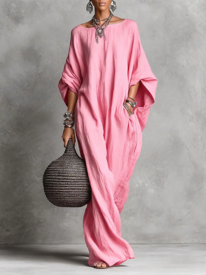 Minimalist Casual Sleeveless Cotton And Linen Long Dress