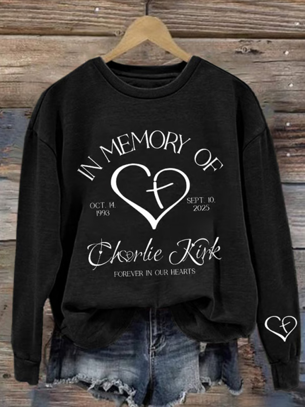 Retro Forever In Our Hearts Print Sweatshirt