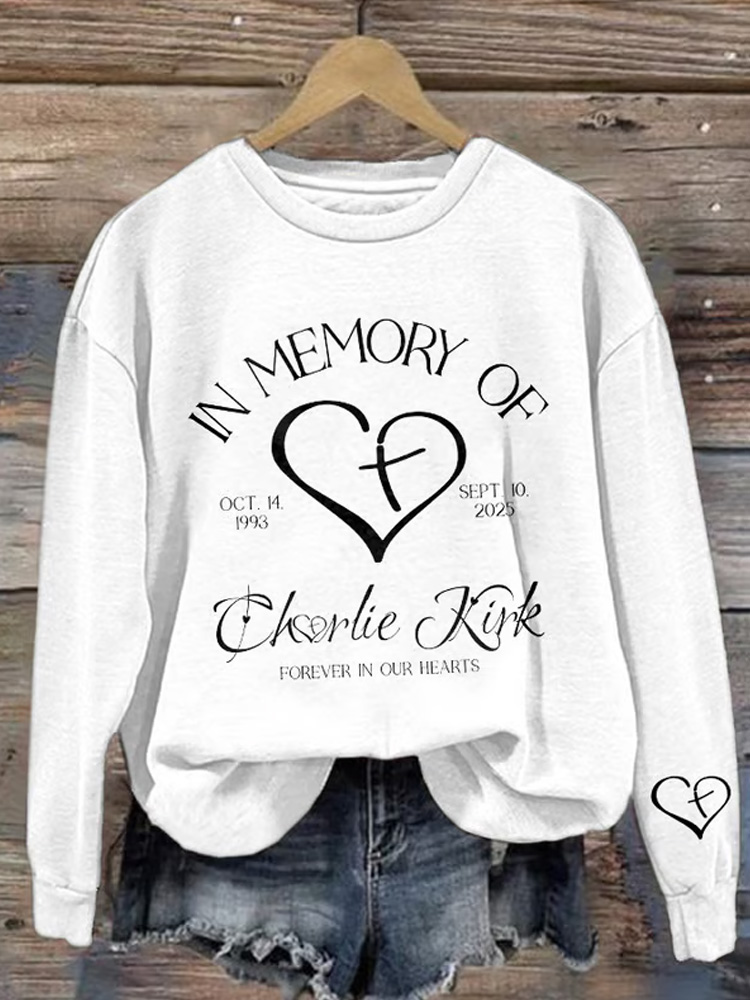 Retro Forever In Our Hearts Print Sweatshirt