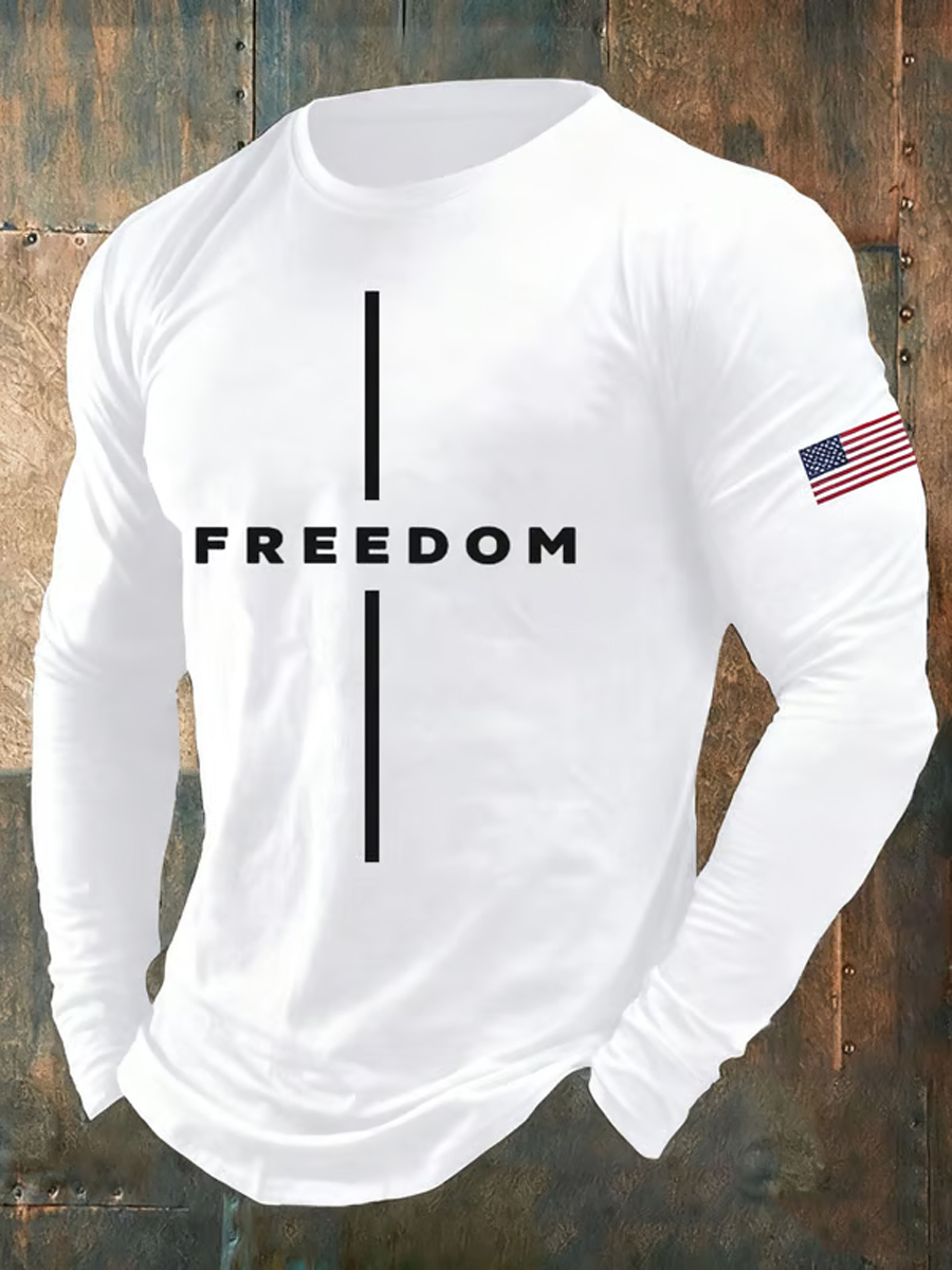 Men's Freedom Is Not Free R.I.P Charlie Kirk Print Casual Long Sleeve T-shirt