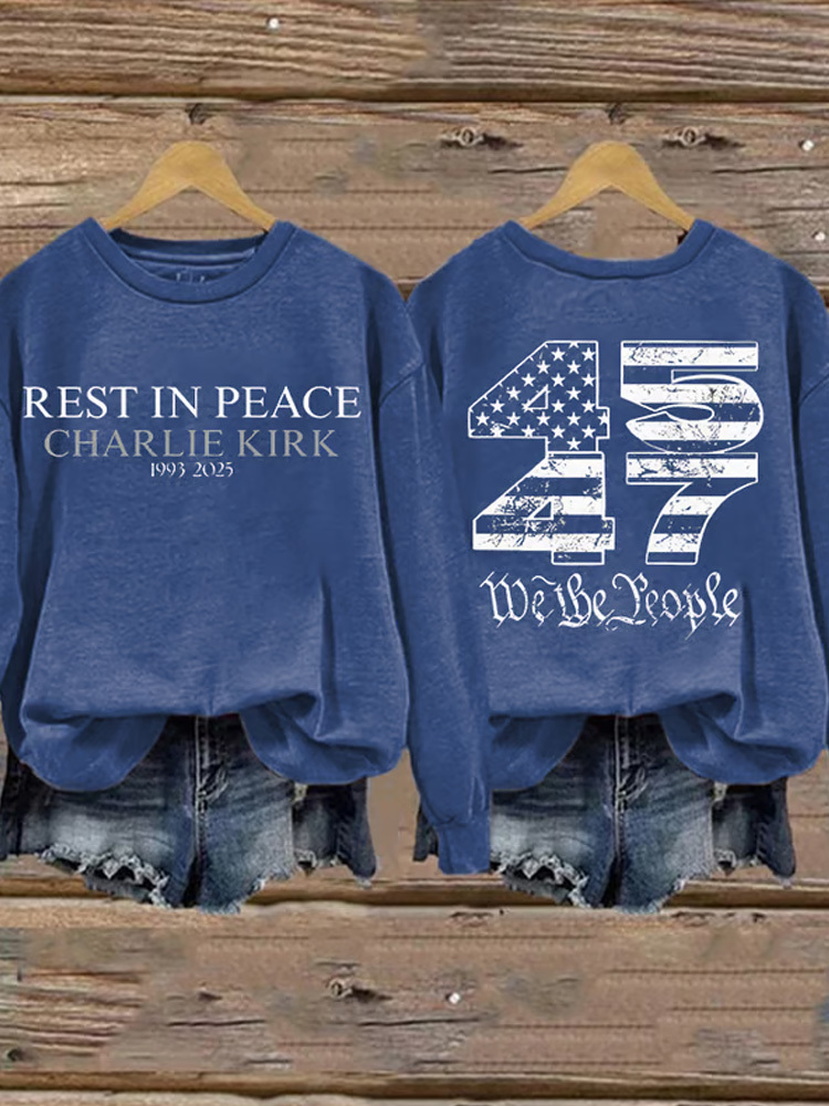 REST IN PEACE ,45 47 We the People Print casual Sweatshirt