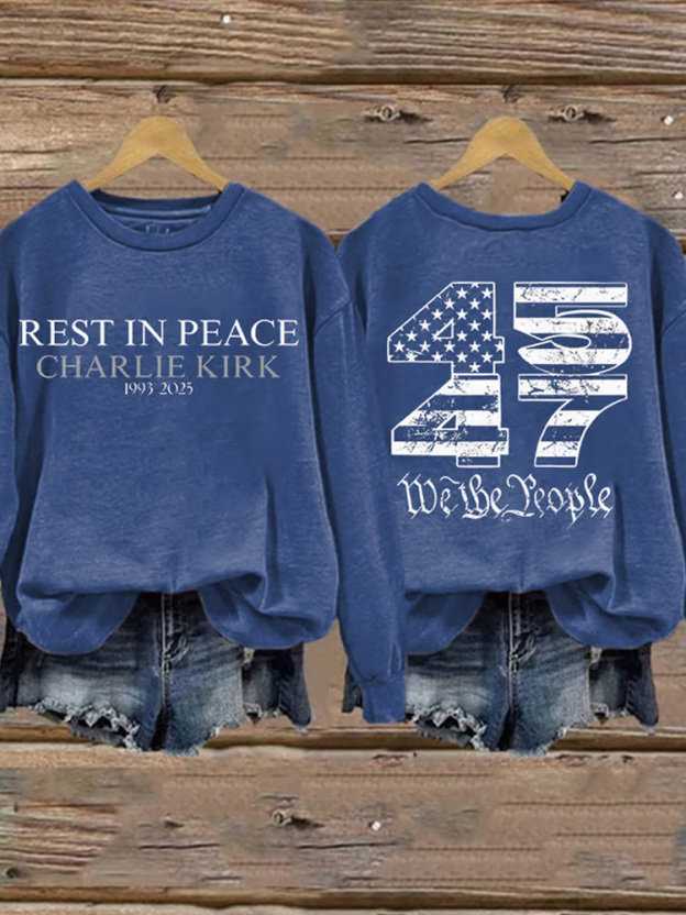 REST IN PEACE ,45 47 We the People Print casual Sweatshirt