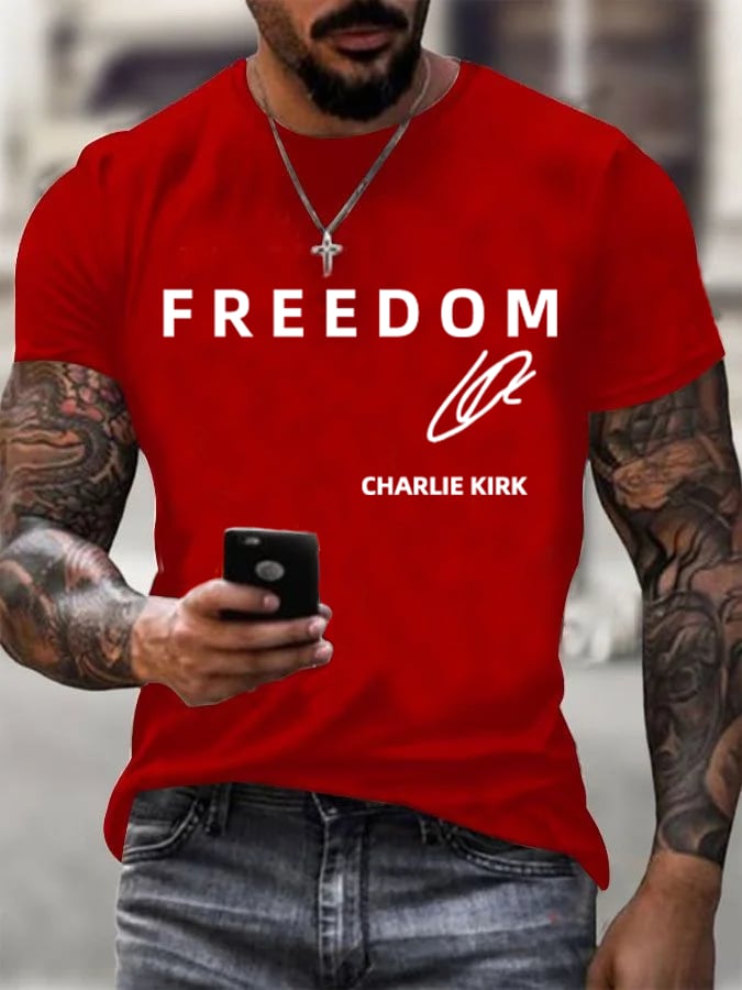 (🎂Happy Birthday)Men's Freedom charlie Kirk Printed Casual T-shirt