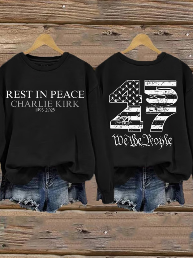 REST IN PEACE ,45 47 We the People Print casual Sweatshirt