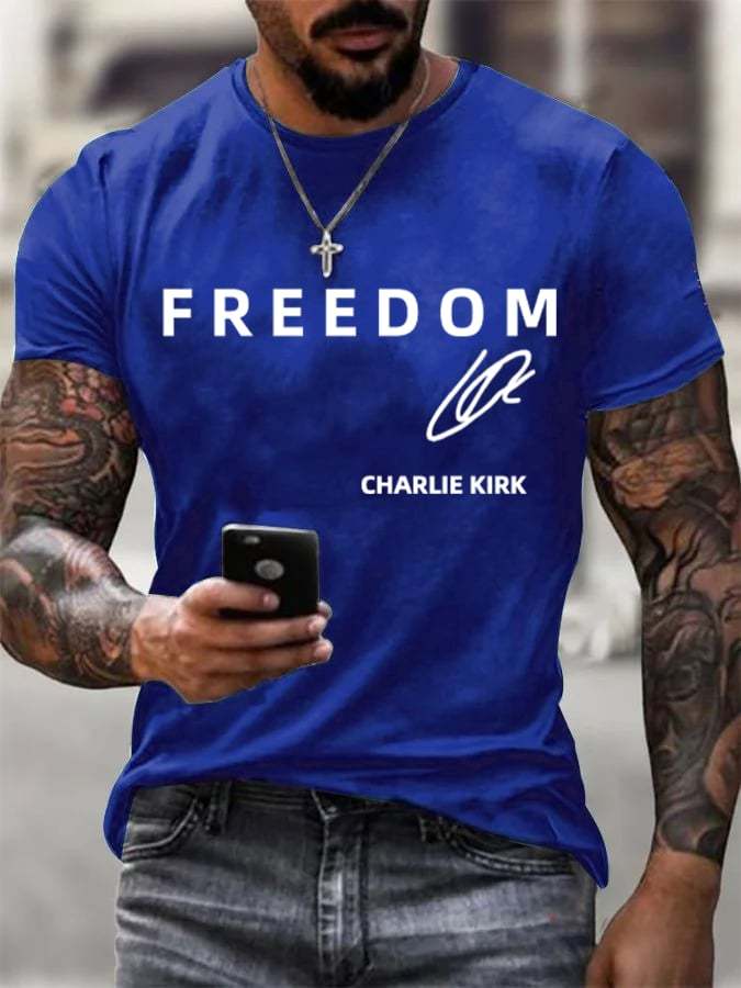 Men's  Freedom  Printed Casual  T-shirt