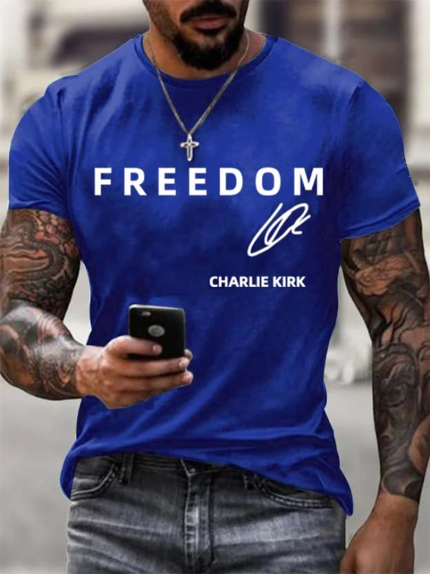 Men's  Freedom  Printed Casual  T-shirt