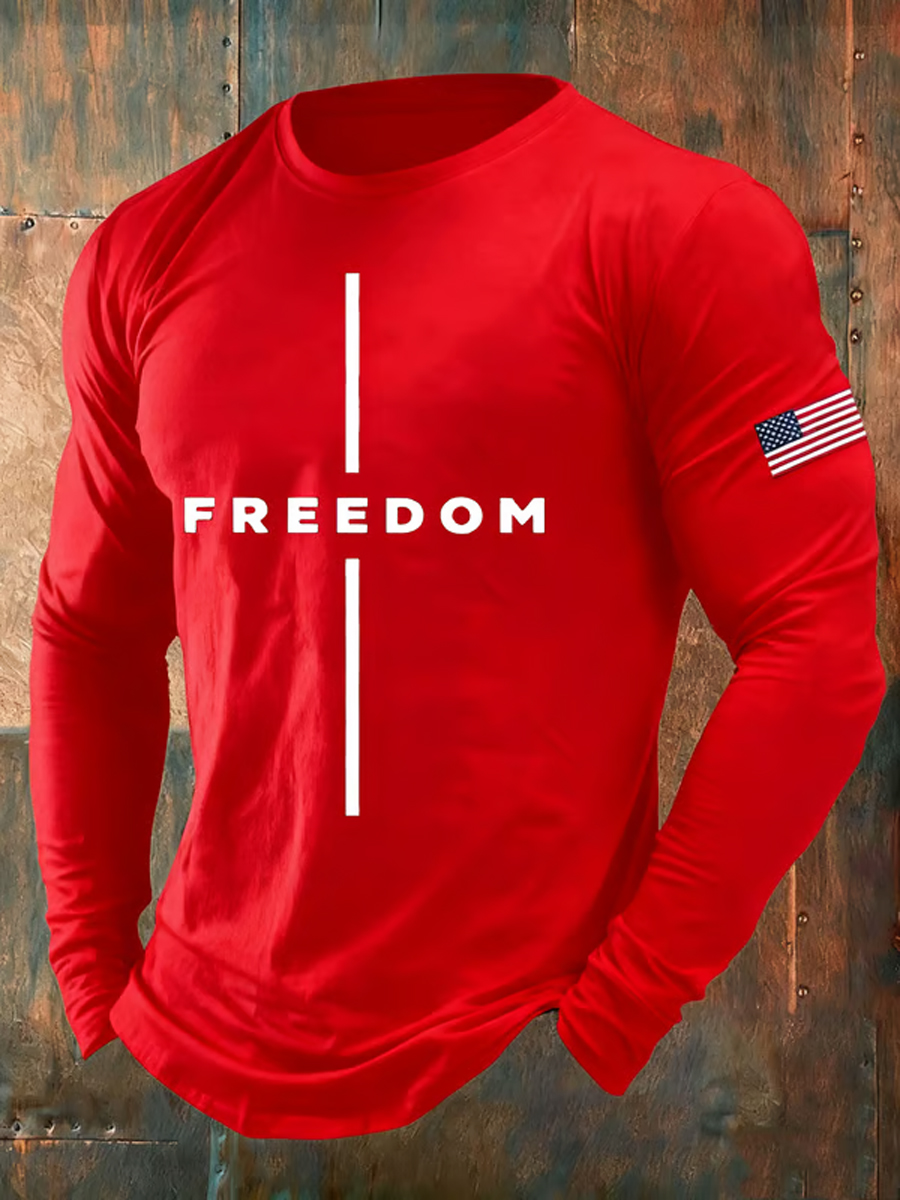 Men's Freedom Is Not Free R.I.P Charlie Kirk Print Casual Long Sleeve T-shirt