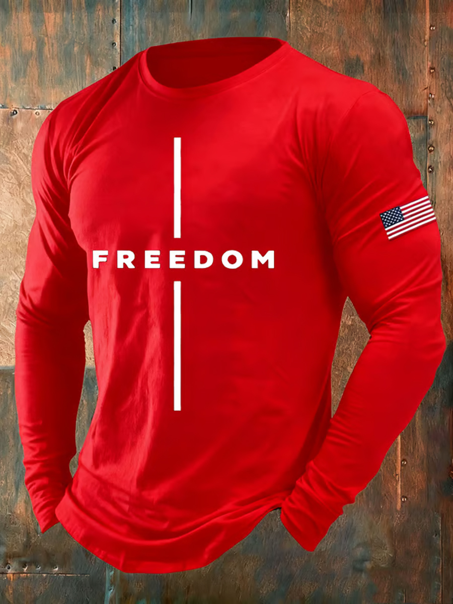 Men's Freedom Is Not Free R.I.P Charlie Kirk Print Casual Long Sleeve T-shirt