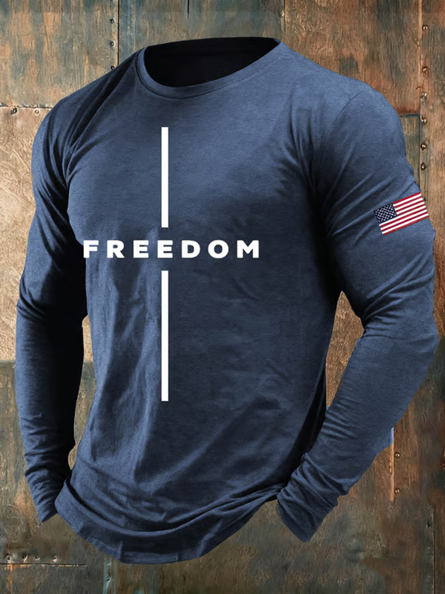 Men's Freedom Is Not Free R.I.P Charlie Kirk Print Casual Long Sleeve T-shirt