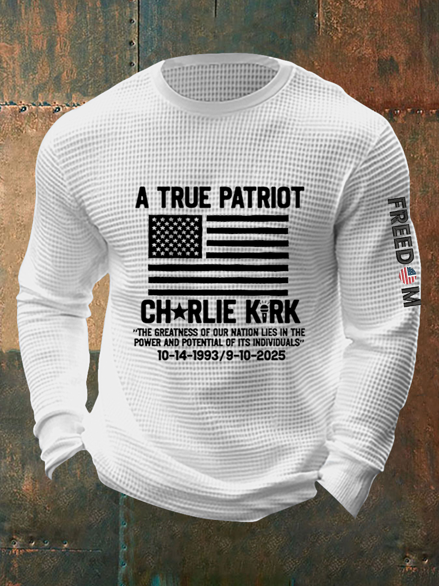 Men's Freedom Is Not Free R.I.P Charlie Kirk Waffle Long Sleeve T-Shir