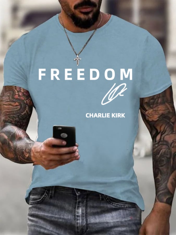 Men's  Freedom  Printed Casual  T-shirt