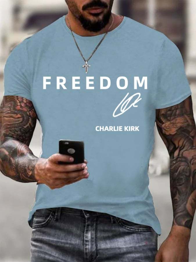 Men's  Freedom  Printed Casual  T-shirt