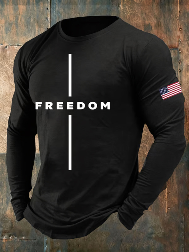 Men's Freedom Is Not Free R.I.P Charlie Kirk Print Casual Long Sleeve T-shirt