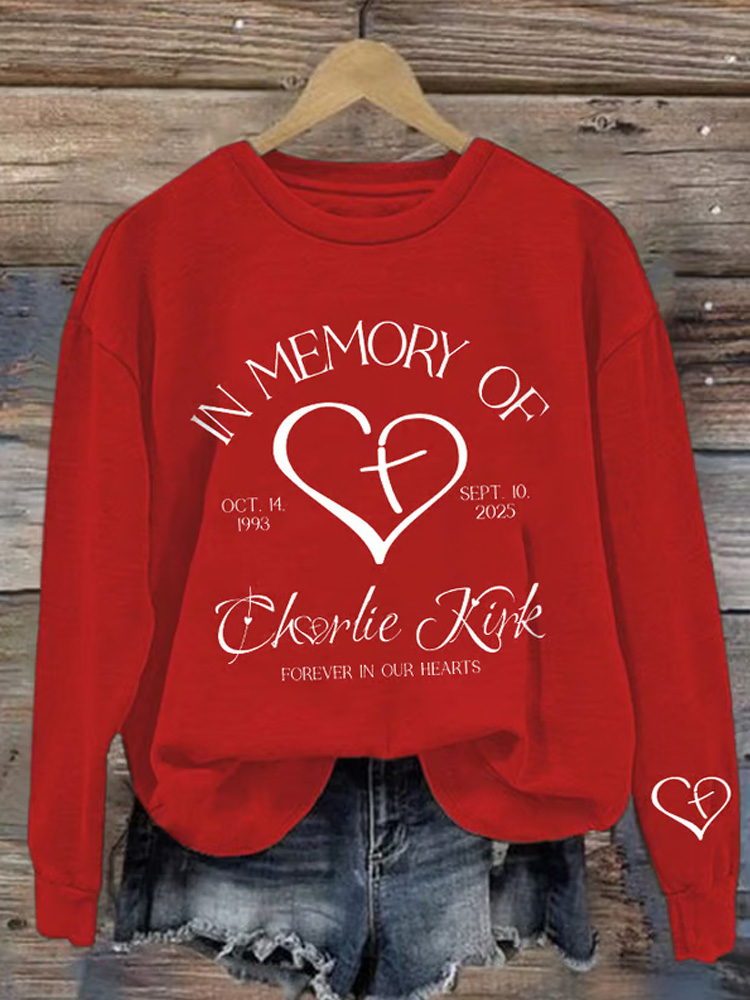 Retro Forever In Our Hearts Print Sweatshirt