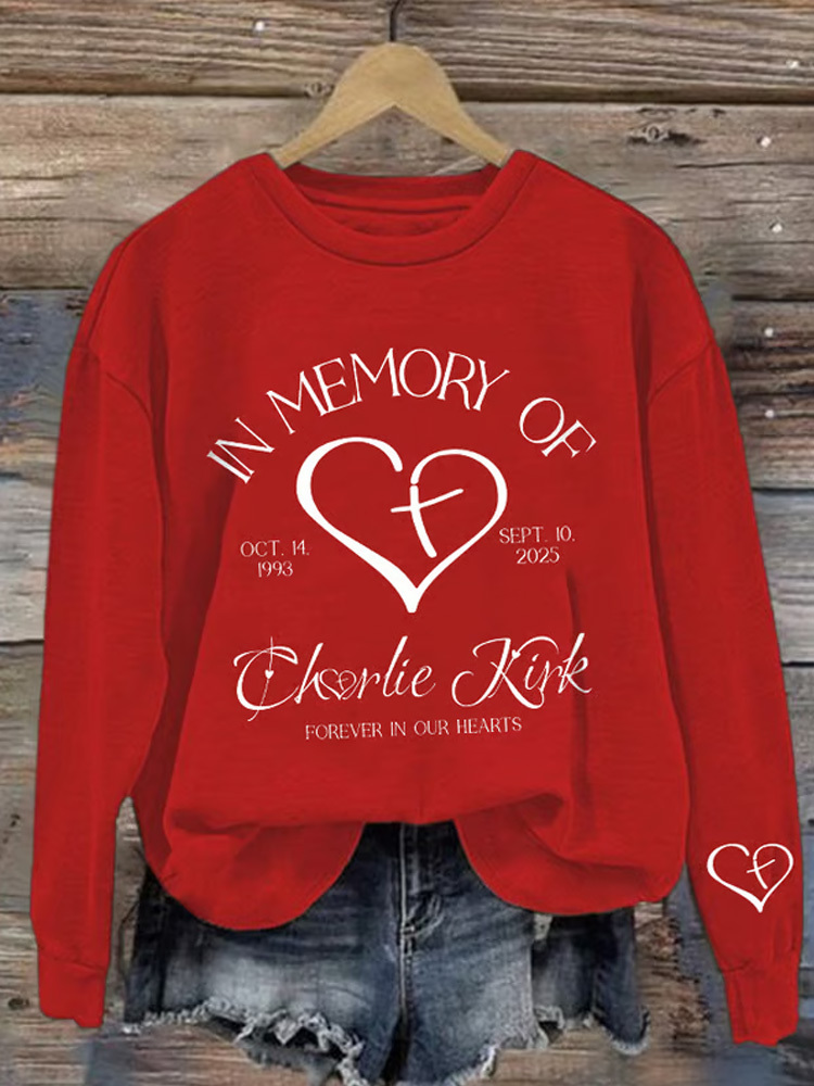 Retro Forever In Our Hearts Print Sweatshirt