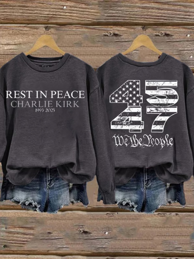REST IN PEACE ,45 47 We the People Print casual Sweatshirt