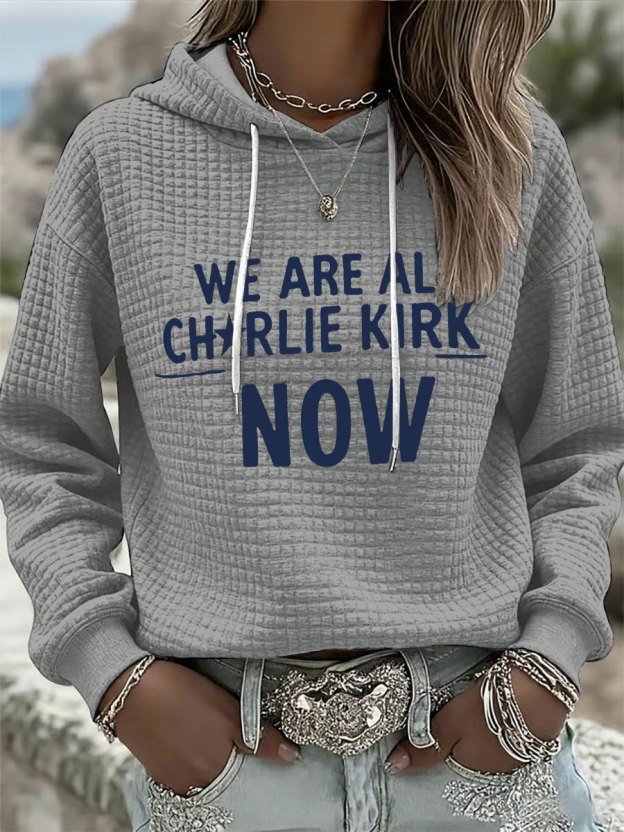 Women's Voice of Freedom Waffle Print Relaxed Hoodie