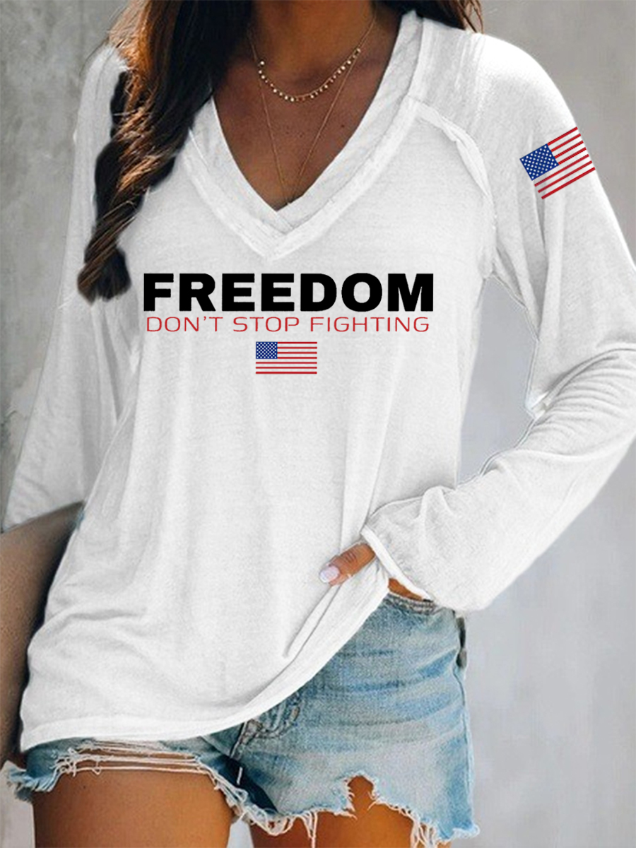 Women's Freedom Don't Stop Fighting R.I.P Charlie Kirk Long-Sleeve T-S