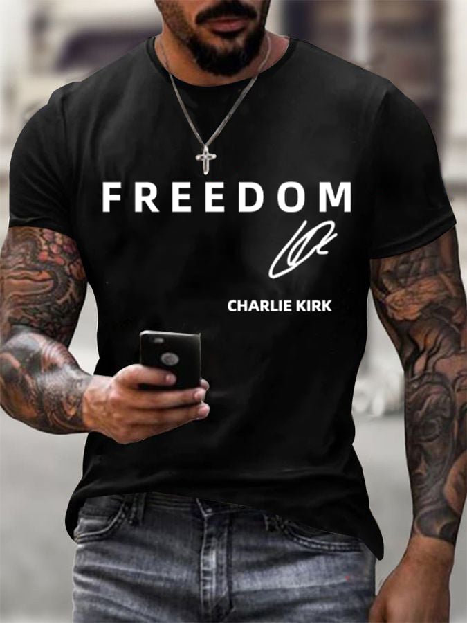 Men's  Freedom  Printed Casual  T-shirt