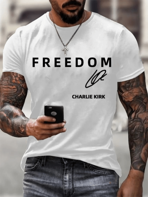 Men's  Freedom  Printed Casual  T-shirt