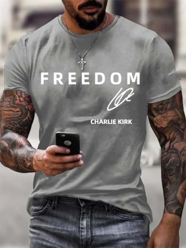 Men's  Freedom  Printed Casual  T-shirt