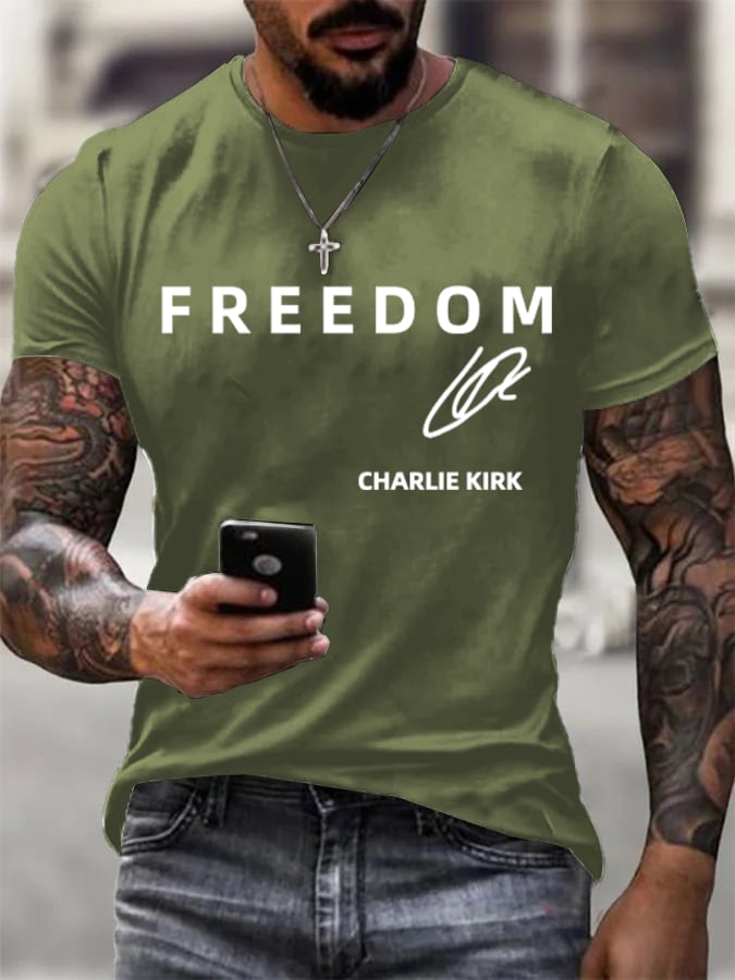 Men's  Freedom  Printed Casual  T-shirt